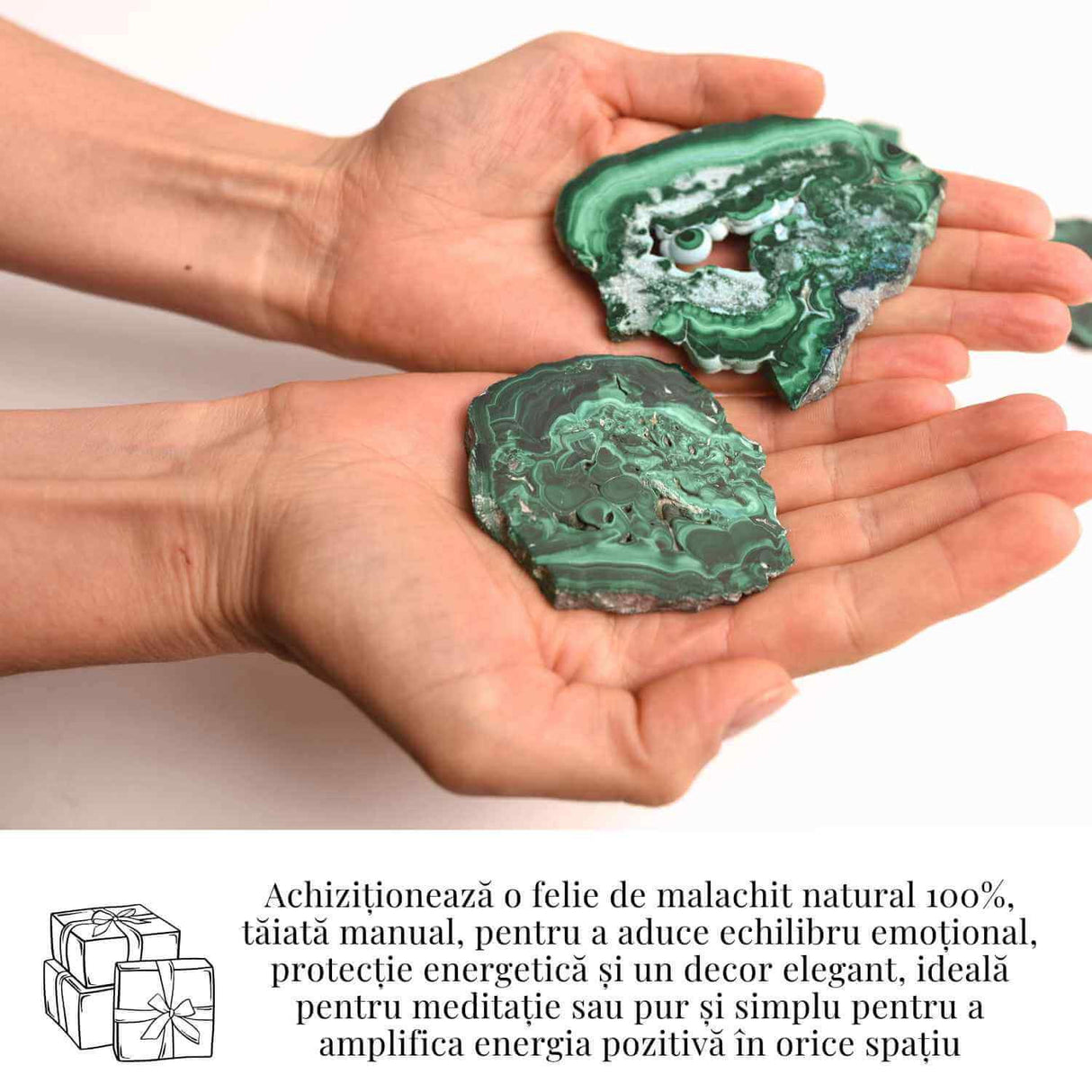 Felie Malachit Natural 5-7 cm - Vindecare si Echilibru Energetic
