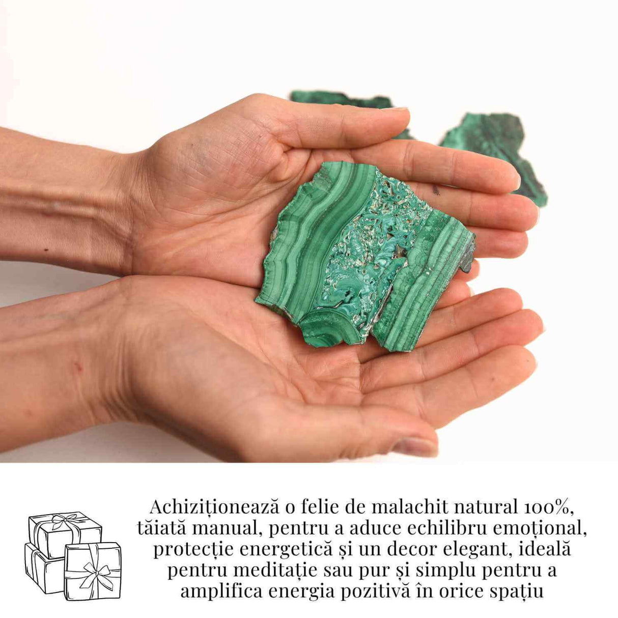 Felie Malachit Natural 9-10 cm- Vindecare si Echilibru Energetic/ Felie Malachit 9-10 cm 95-105 grame