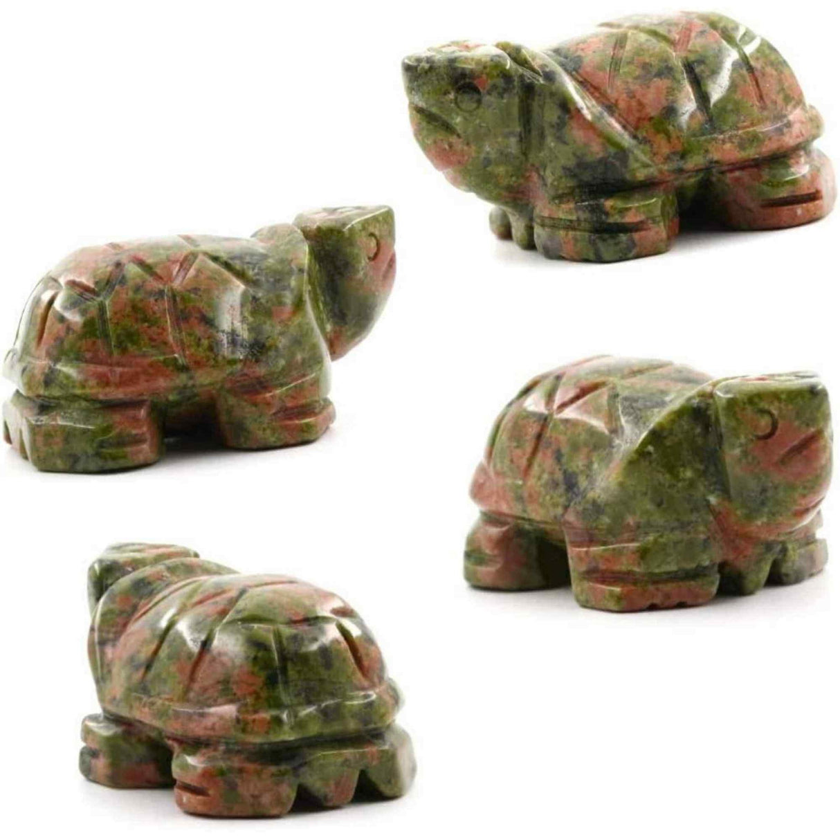 Figurina broasca testoasa 4 cm de cristal semipretios Unakite - Sculptura din piatra vindecatoare reiki de buzunar pentru decor, colectie