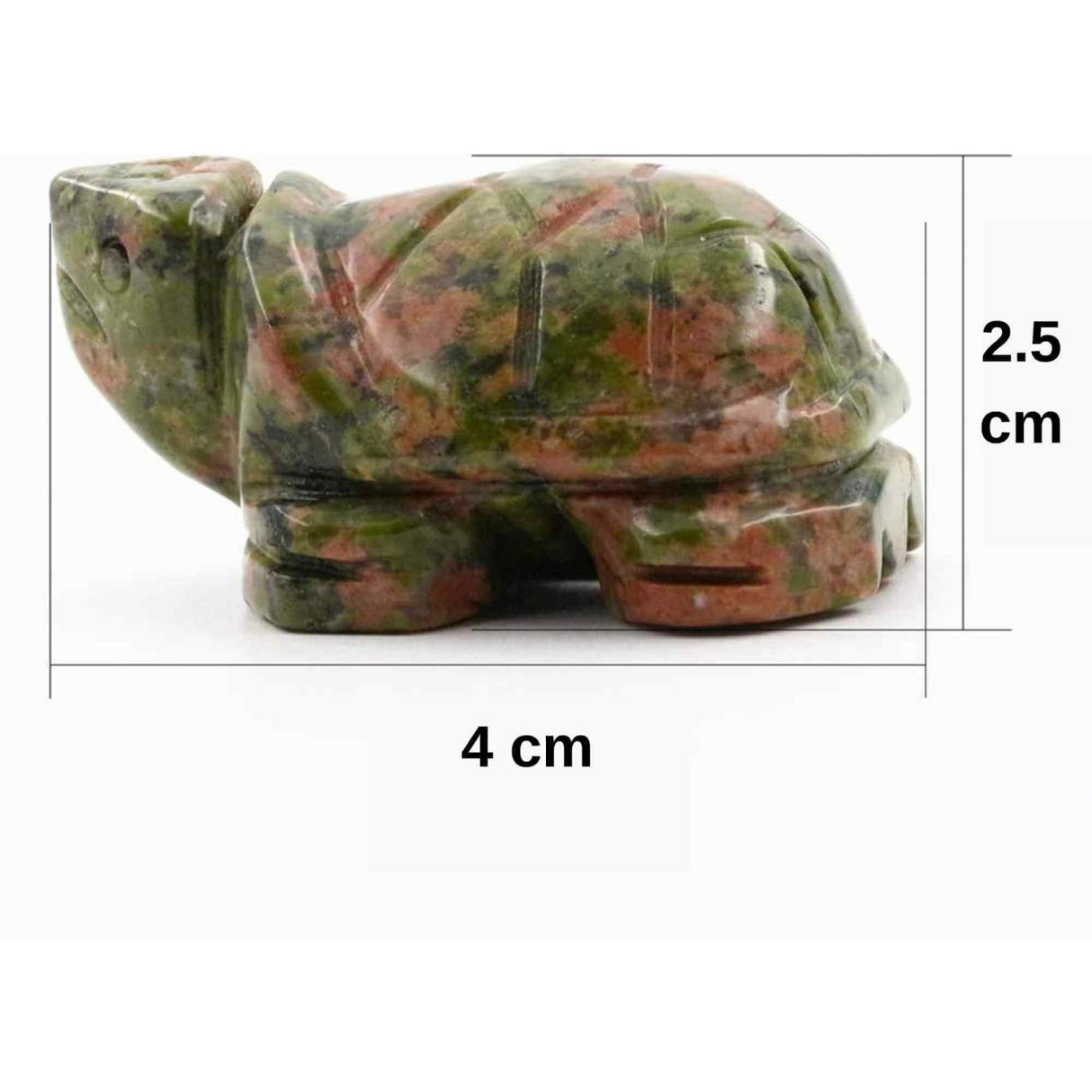 Figurina broasca testoasa 4 cm de cristal semipretios Unakite - Sculptura din piatra vindecatoare reiki de buzunar pentru decor, colectie