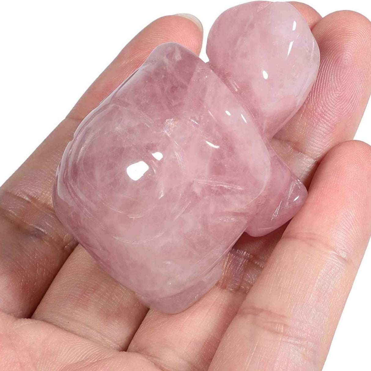 Figurina broasca testoasa 4 cm de cristal semipretios Cuart Roz - Sculptura din piatra vindecatoare reiki de buzunar pentru decor, colectie