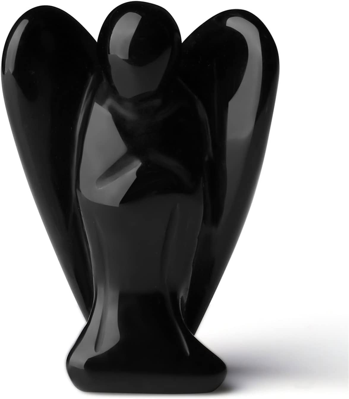 Figurina 5 cm inger din cristal vindecator Obsidian - Sculptura manuala din piatra naturala lustruita - Decor pentru camera birou cu energie reiki pentru femei barbati