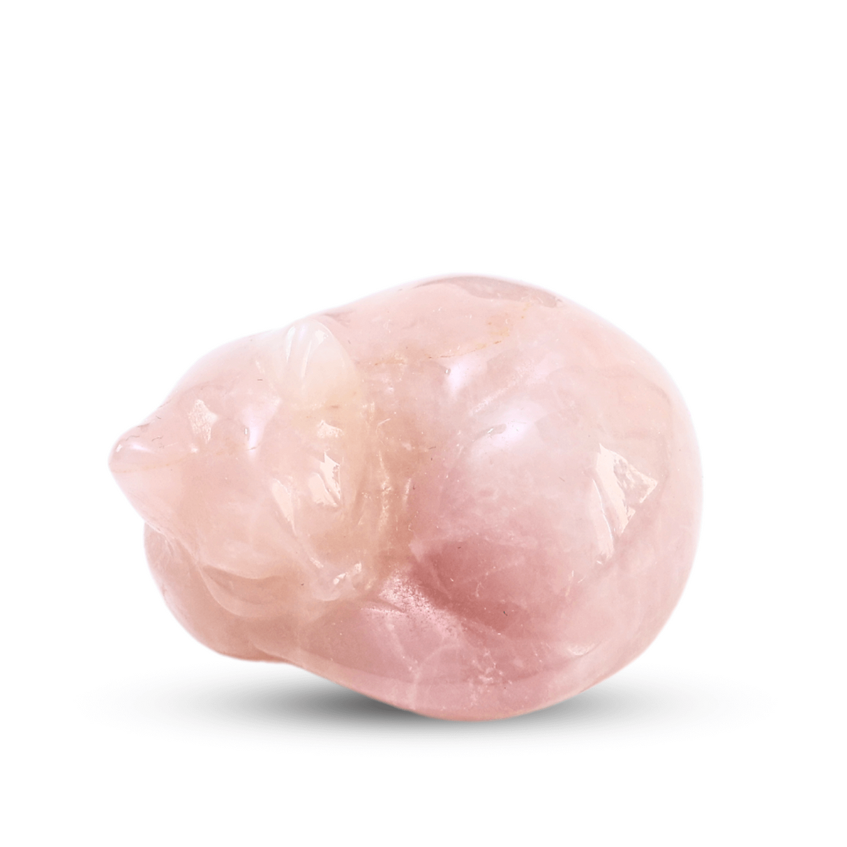 Figurina Pisicuta Adormita 4 cm din Cuart Roz - Iubire si Liniste