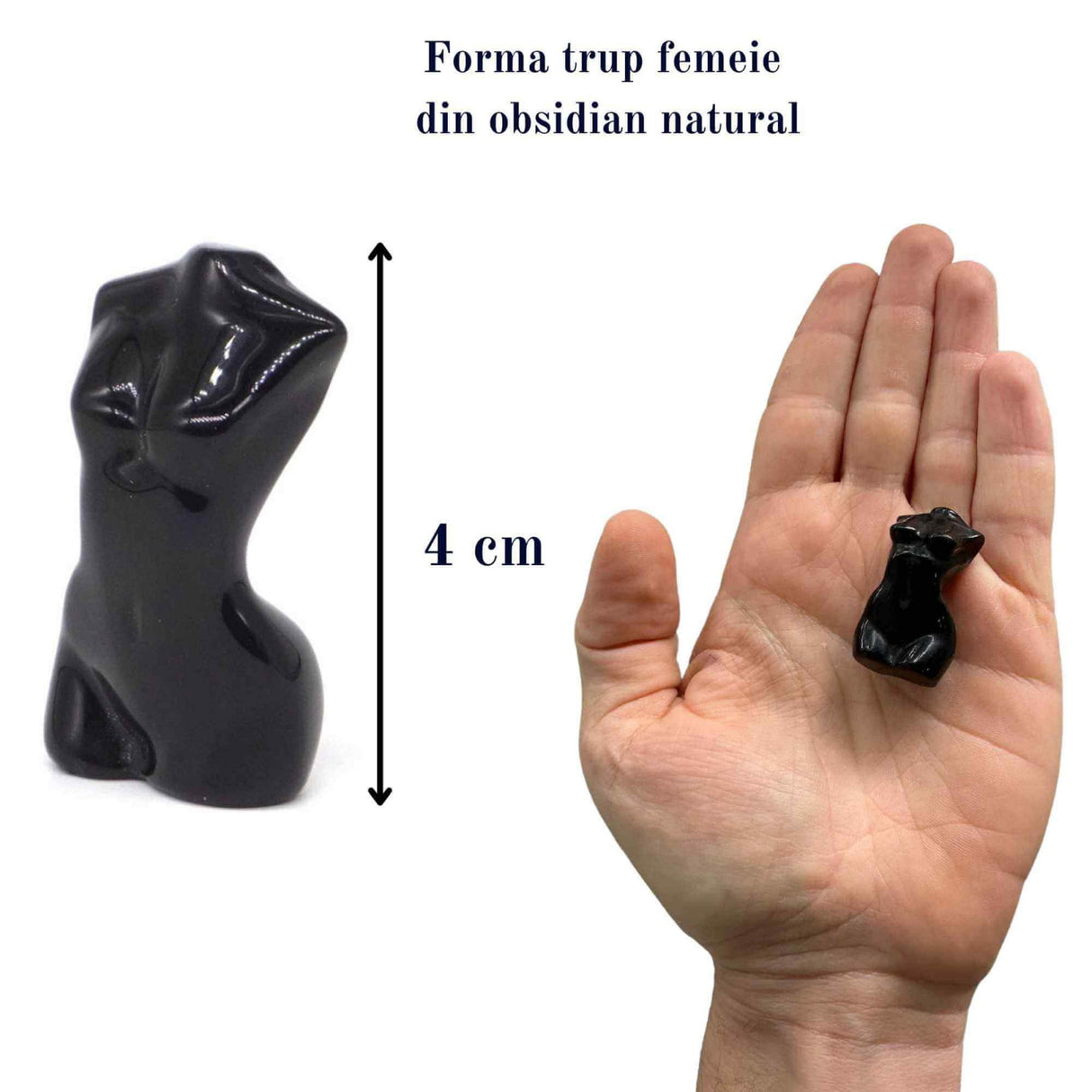 Forma bust femeie din cristal natural Obsidian 4 cm sculptat manual