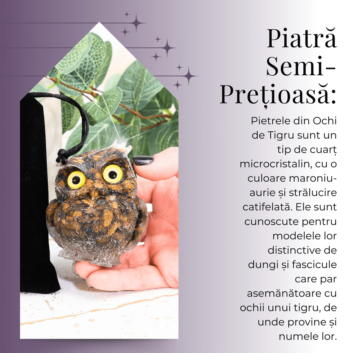 Figurina Bufnita din Ochi de Tigru – Protectie si Claritate Mentala