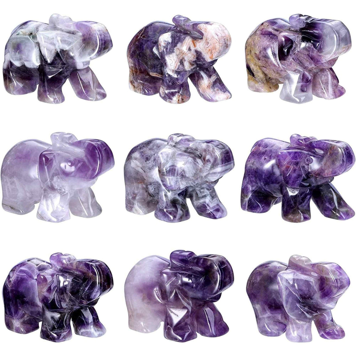Figurina elefant din piatra semi-pretioasa Aventurin Verde sculptata manual - Statuie din cristale vindecatoare Reiki de buzunar pentru meditatie, pace