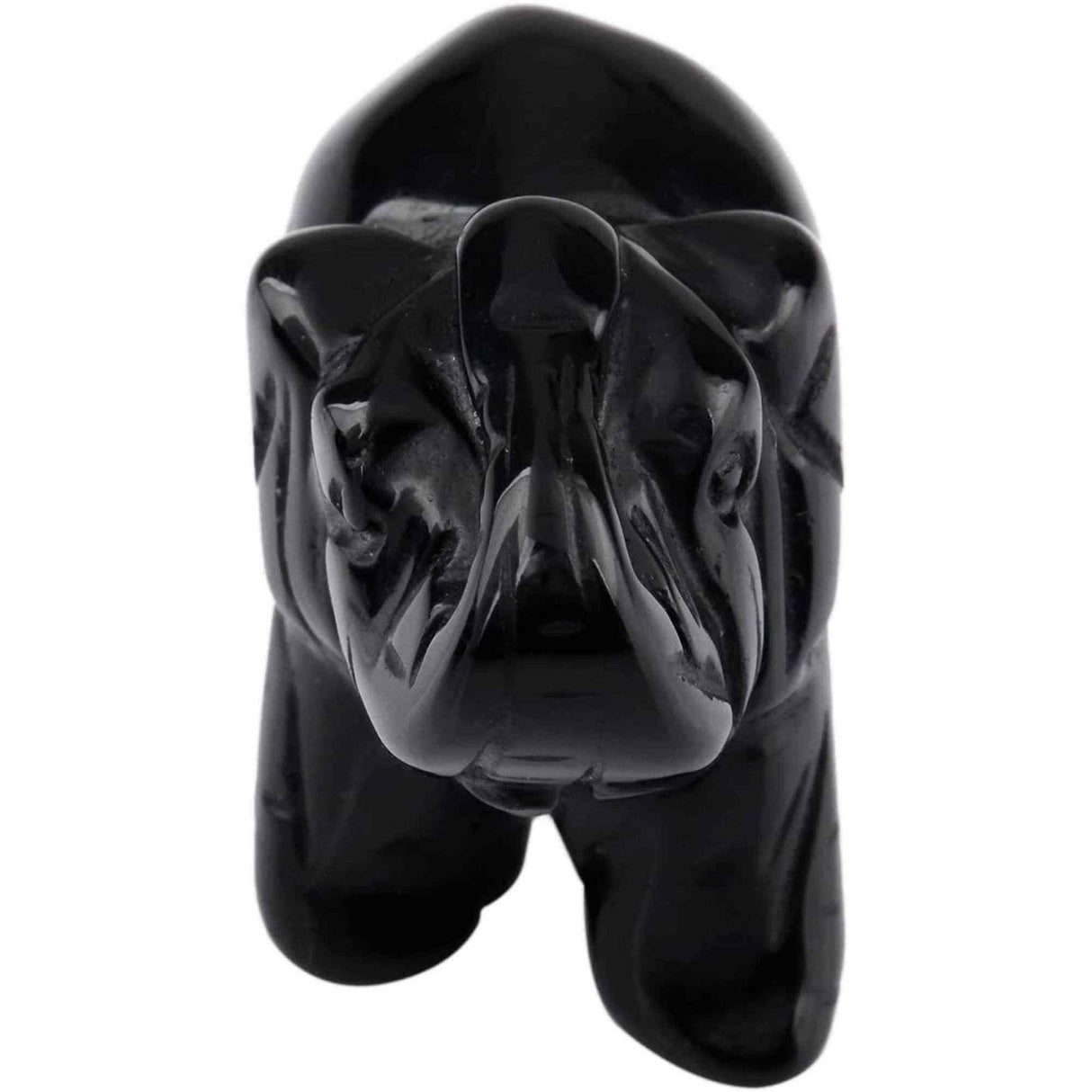 Figurina elefant din piatra semi-pretioasa Obsidian sculptata manual - Statuie din cristale vindecatoare Reiki de buzunar pentru meditatie, pace