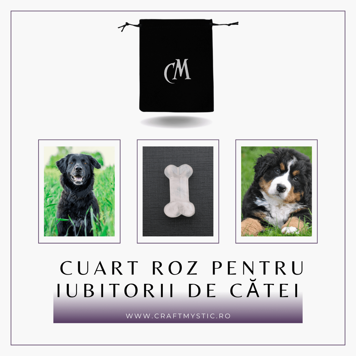 Figurina in Forma de Os din Cristale Naturale 30mm - Cuart Roz