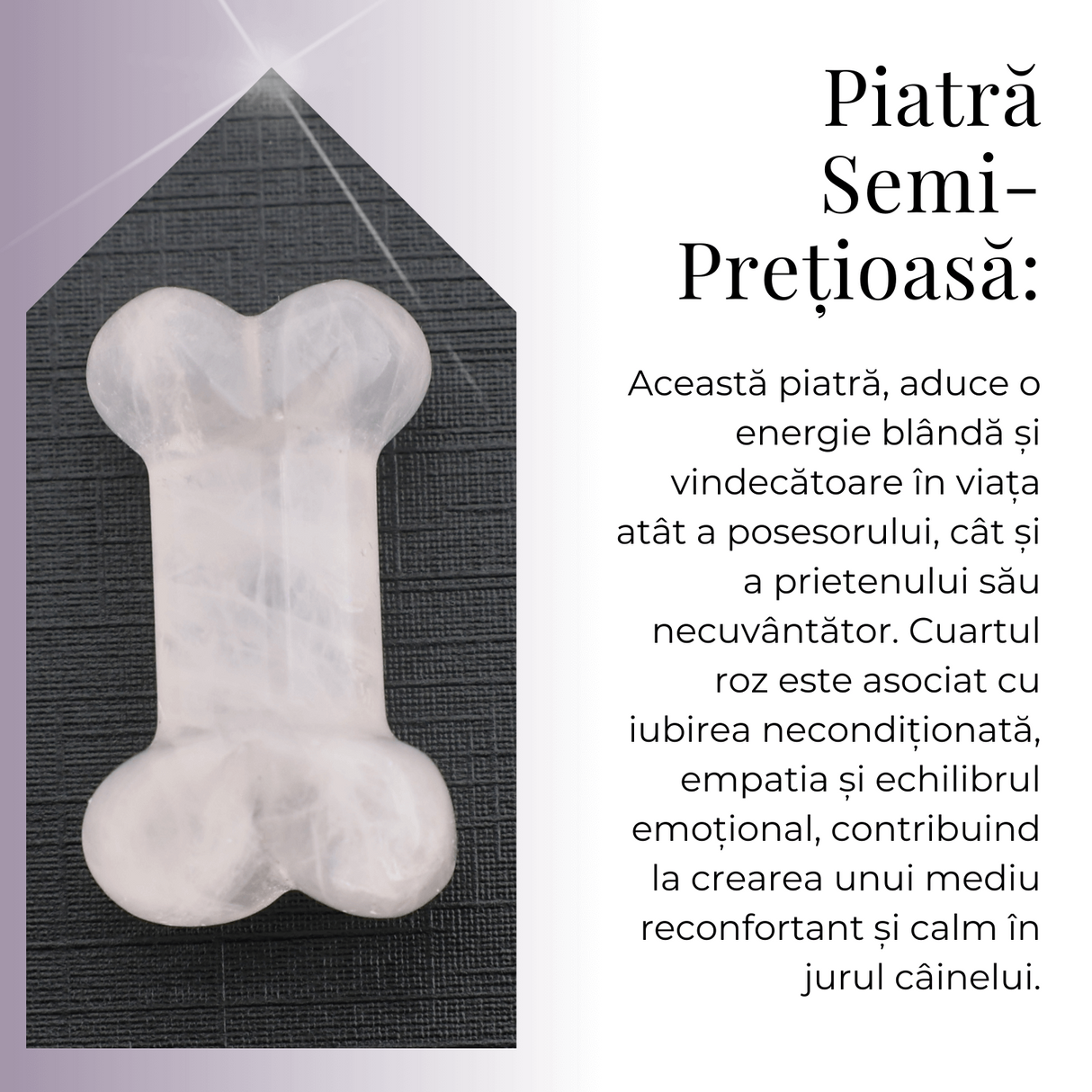 Figurina in Forma de Os din Cristale Naturale 30mm - Cuart Roz
