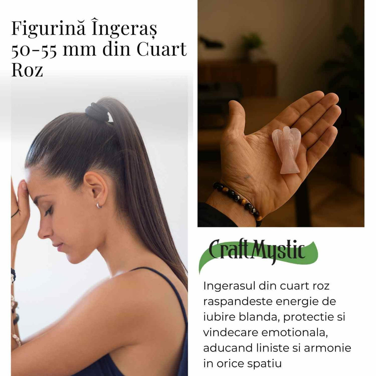Ingeras din cuart roz 50-55 mm – Energie de iubire si protectie blanda