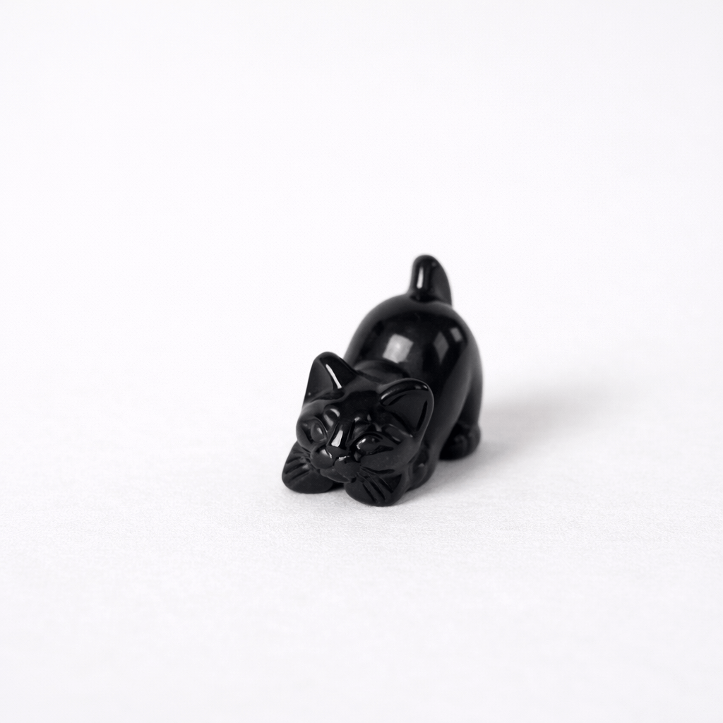 Pisicuta Alintata din Obsidian Negru – Talisman de Protectie si Intuitie