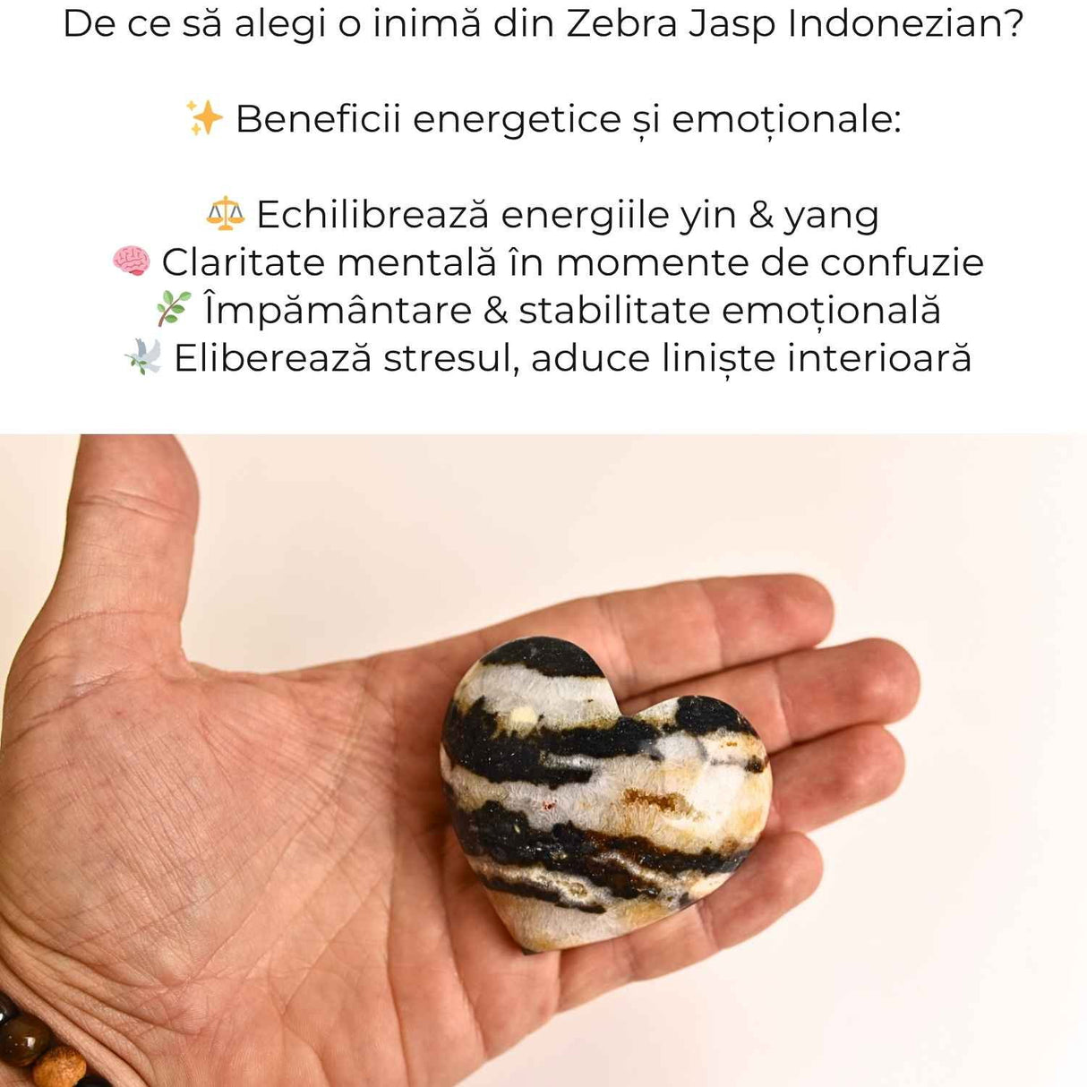 Inima din Zebra Jasp Indonezian - Echilibru si claritate emotionala
