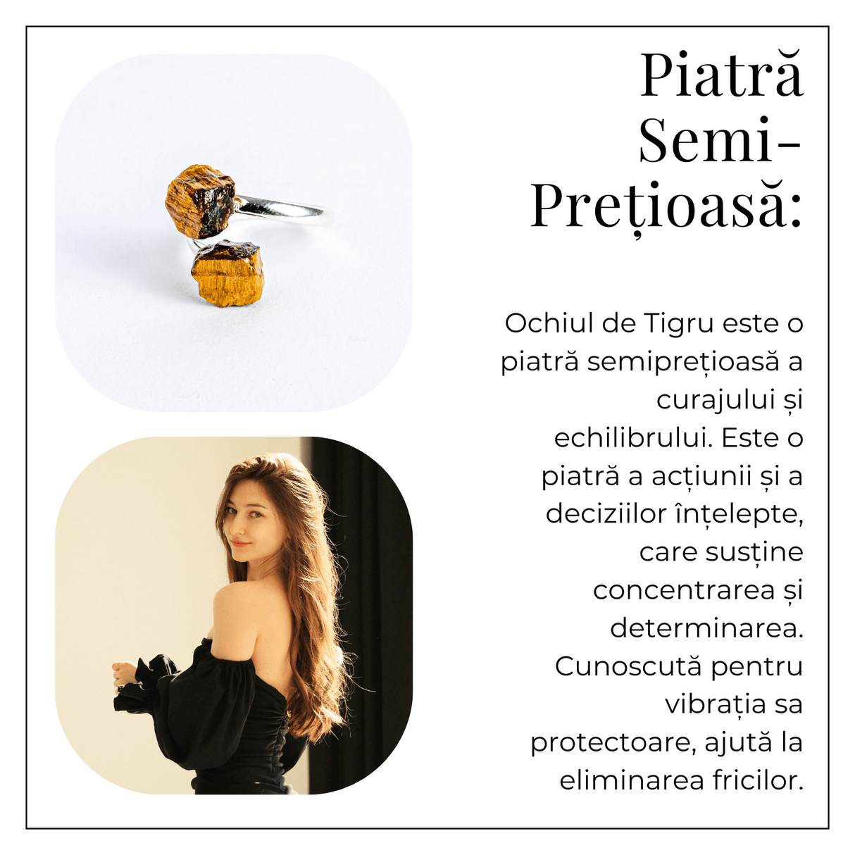 Protectie in fiecare zi - Inel dublu Ochi de tigru natural in forma bruta