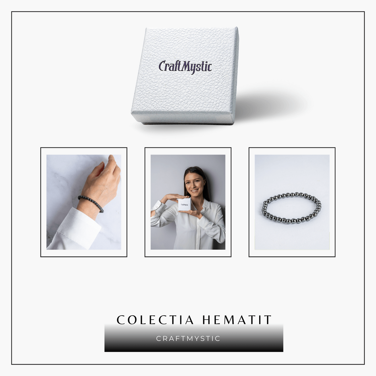 Putere si claritate - Bratara elastica cu pietre de hematit 6 mm