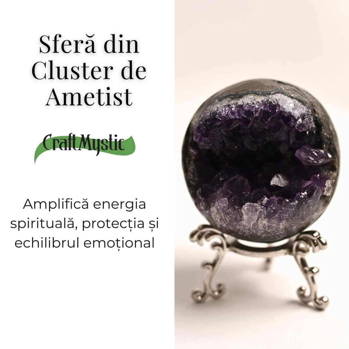 Sfera Cluster Ametist 6-8 cm - Energie Pozitiva si Relaxare