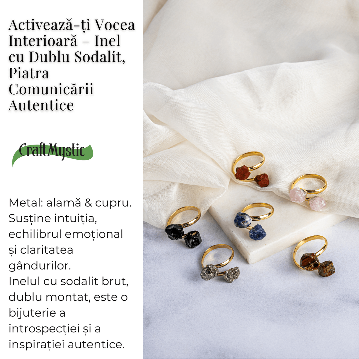 Activeaza-ti vocea interioara - Inel cu dublu Sodalit, piatra comunicarii autentice