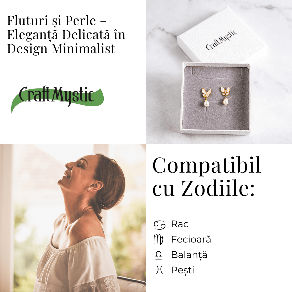 Eleganta delicata - Cercei fluturi si perle
