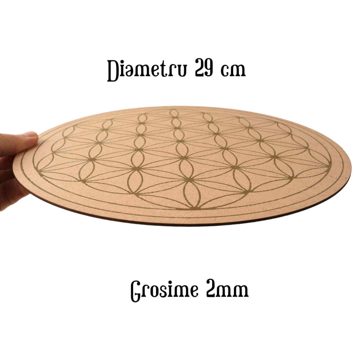 Grila din Placaj pentru Cristale cu Modelul Floarea Vietii Diametru 29 cm
