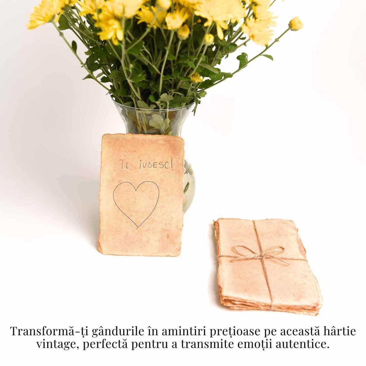Hartie de bumbac galbena vintage 15x10 cm – Perfecta pentru arta si scris Set 5 buc