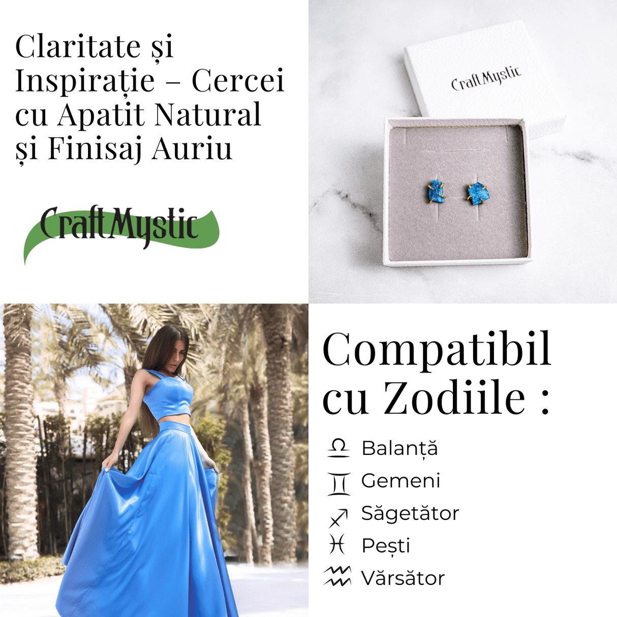 Cercei de Claritate si Inspiratie - Apatit Natural si Finisaj Auriu