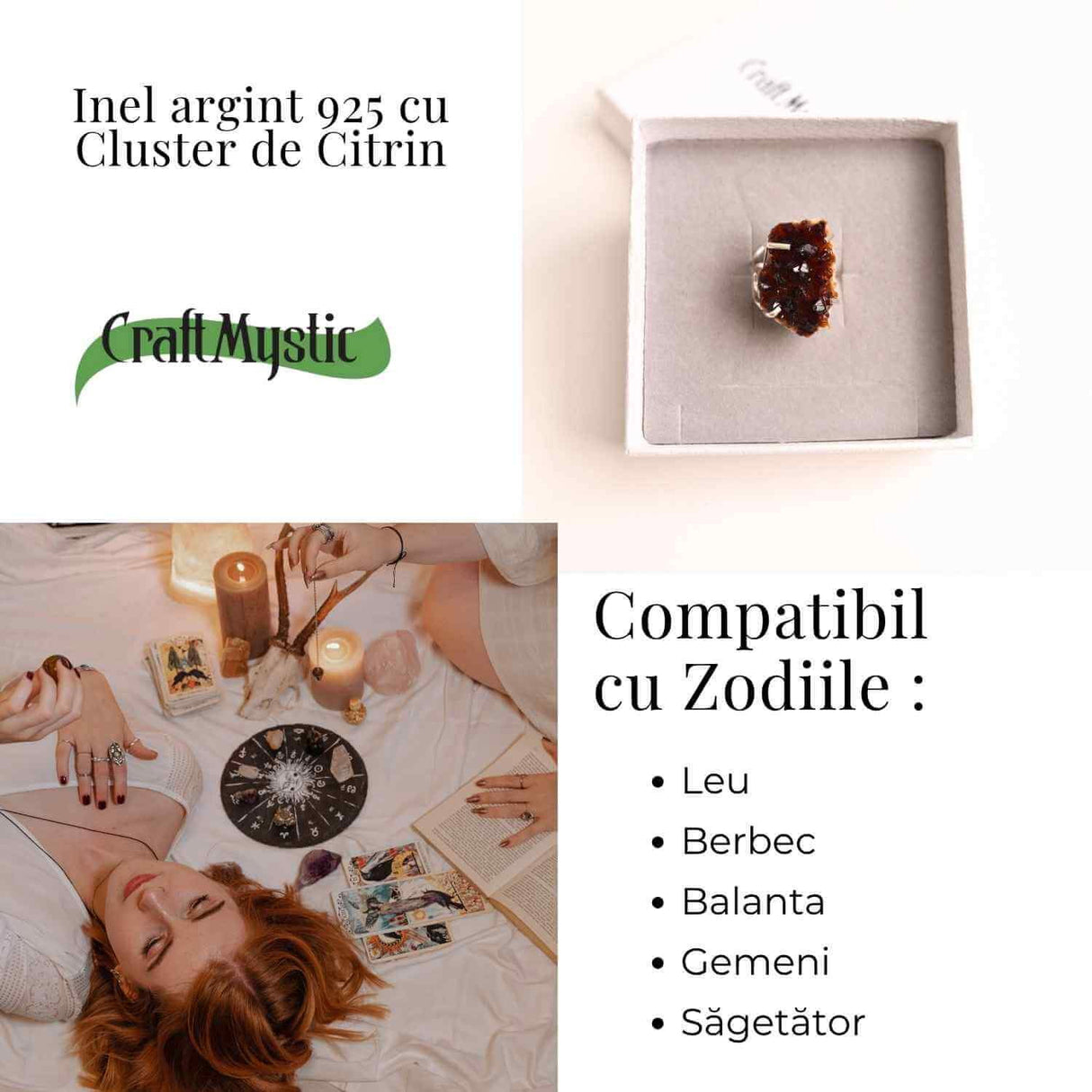 Inel Argint 925 cu Cluster de Citrin - Abundenta si Claritate Zilnica