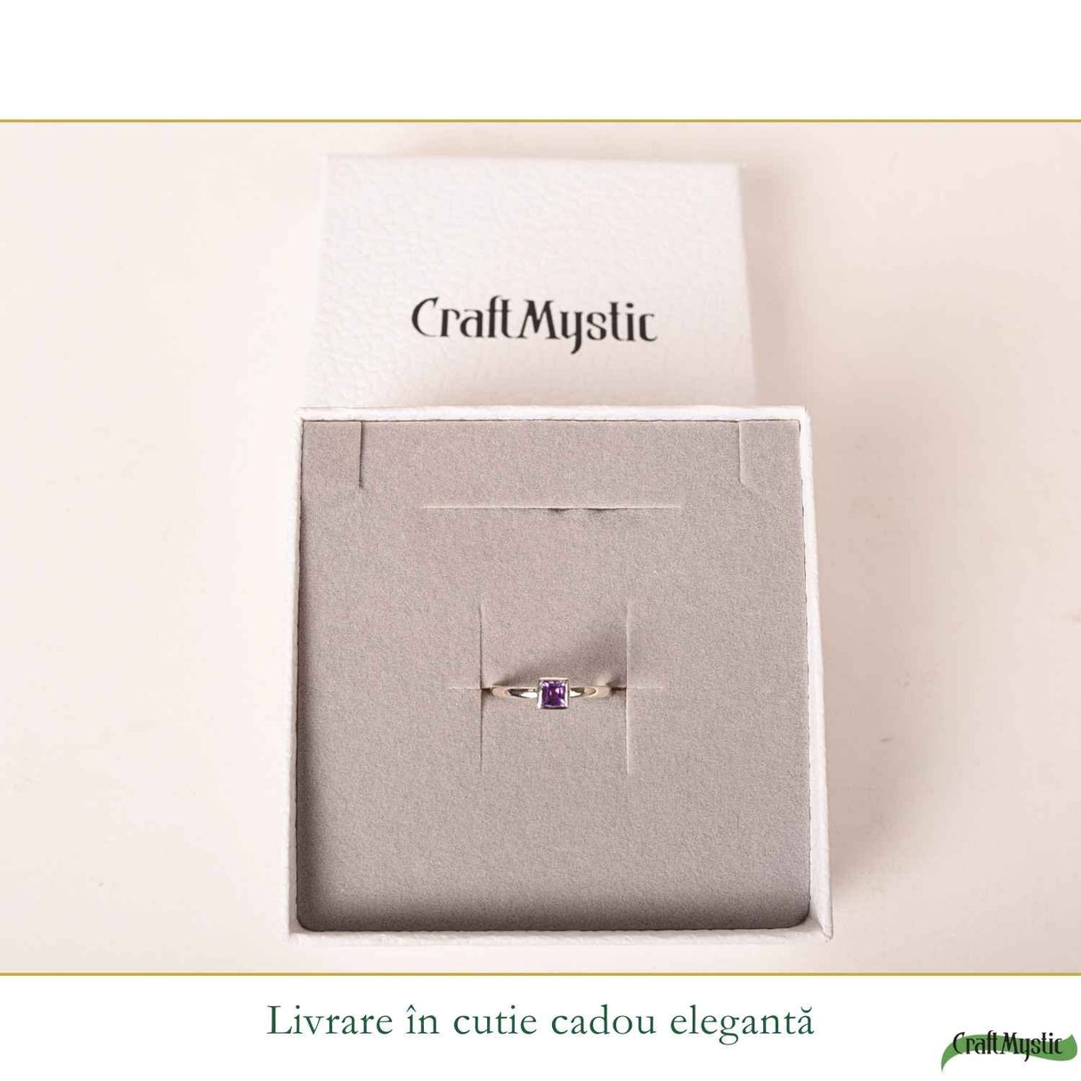 Inel Argint 925 cu Ametist Natural Patrat Fatetat – Claritate si Echilibru Interior