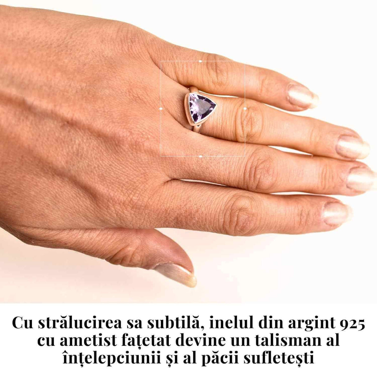 Inel Argint 925 cu Ametist Fatetat Triunghi - Protectie si Claritate Spirituala
