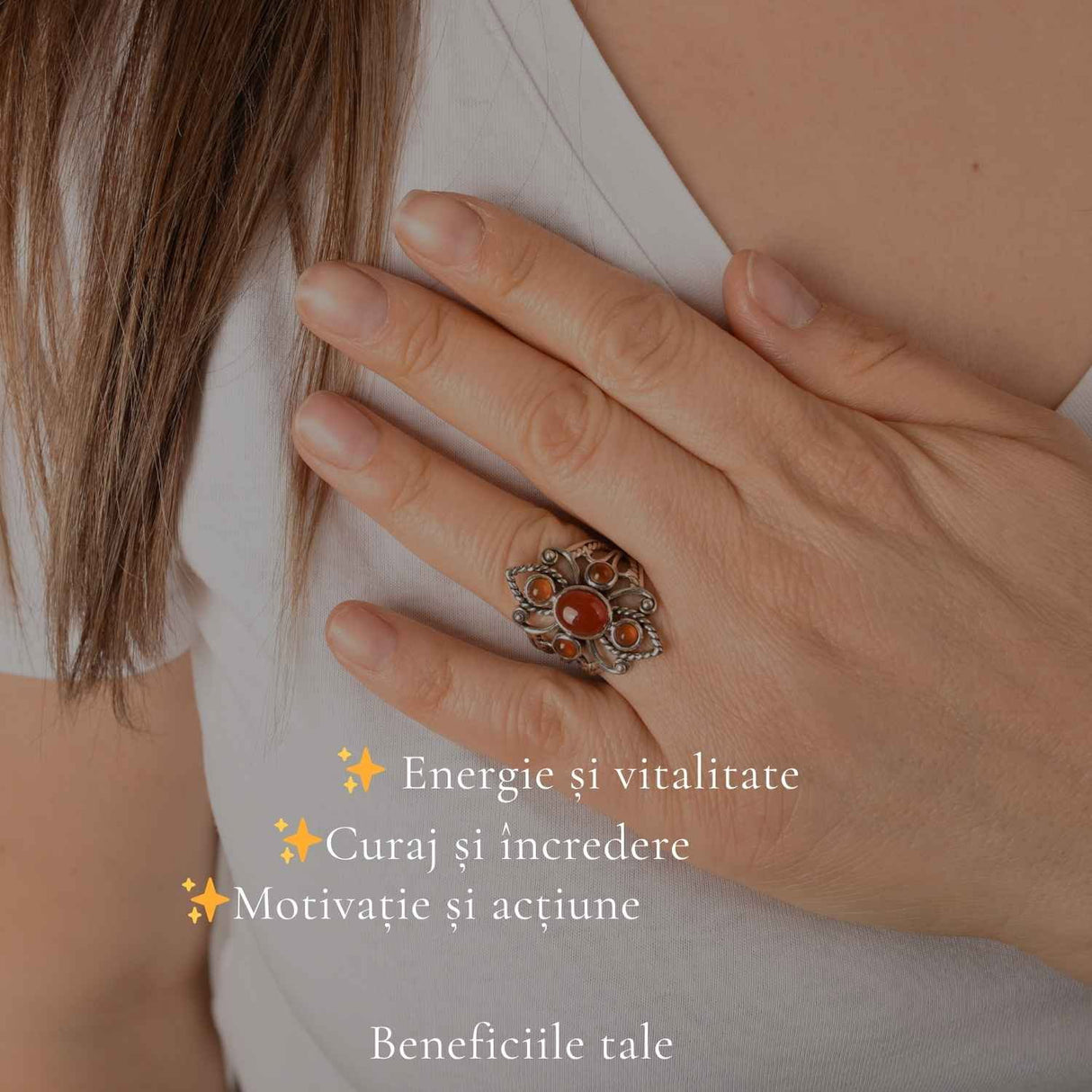 Inel argint 925 cu Carneol model vintage – energie si incredere feminina