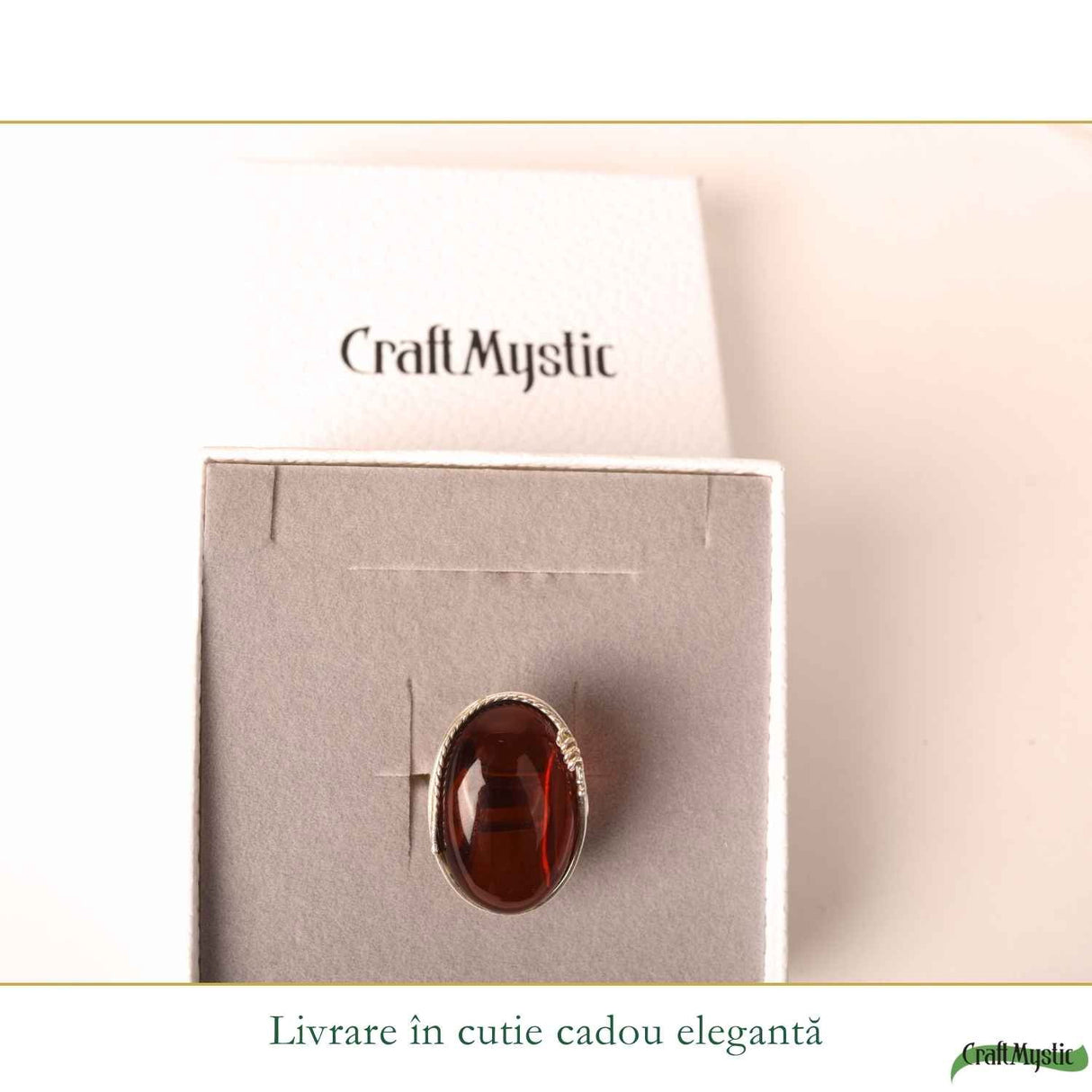 Inel Argint 925 cu Chihlimbar Cherry Oval – Eleganta Calda si Feminitate