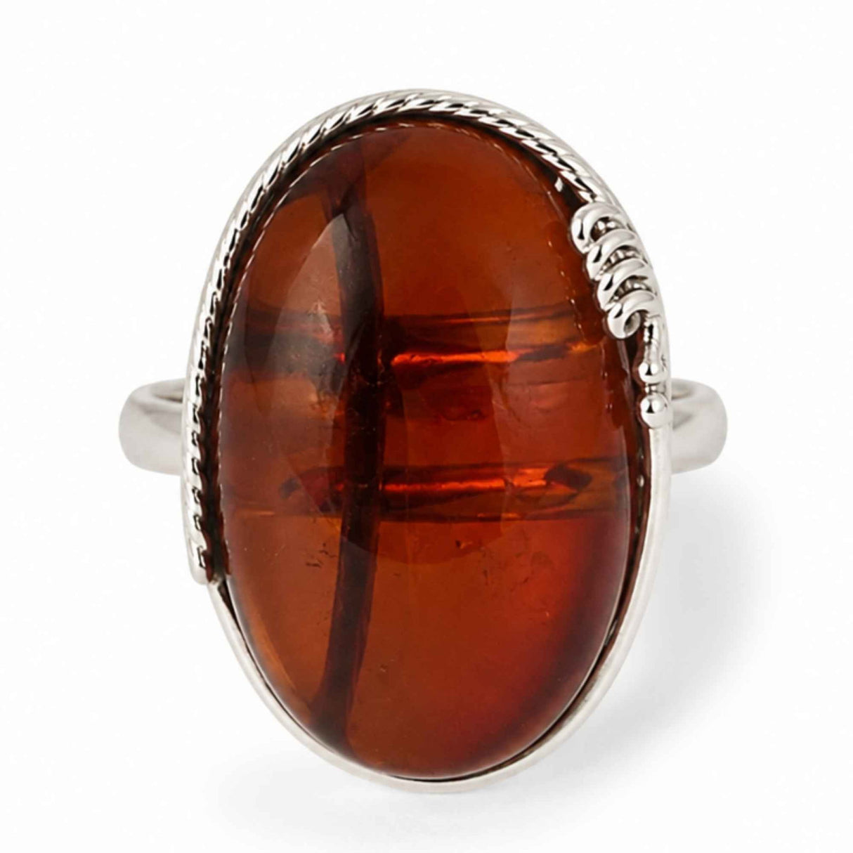 Inel Argint 925 cu Chihlimbar Cherry Oval – Eleganta Calda si Feminitate