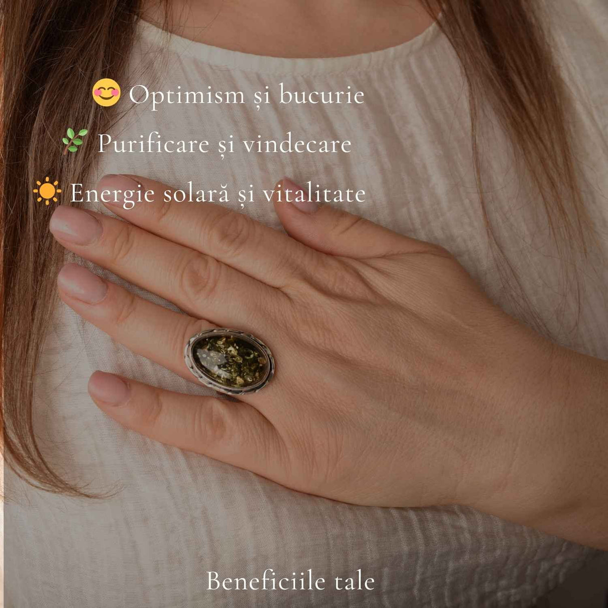 Inel Argint 925 cu Chihlimbar Verde Oval – Energie Naturala si Eleganta Statement
