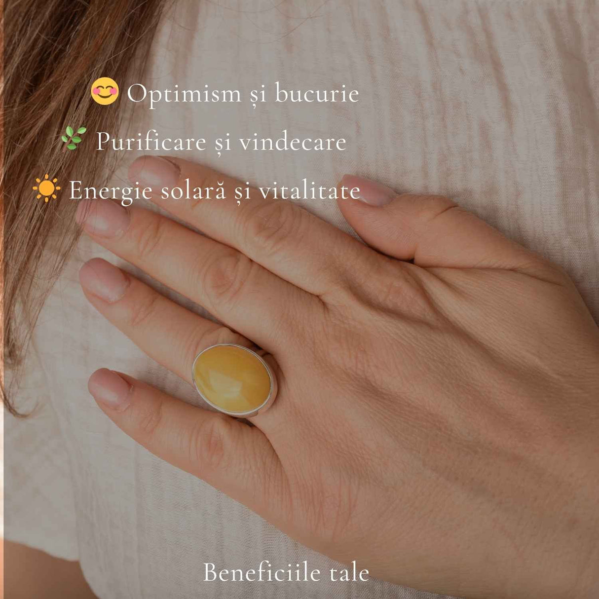Inel Argint 925 cu Chihlimbar Galben Oval – Eleganta Solara si Feminitate