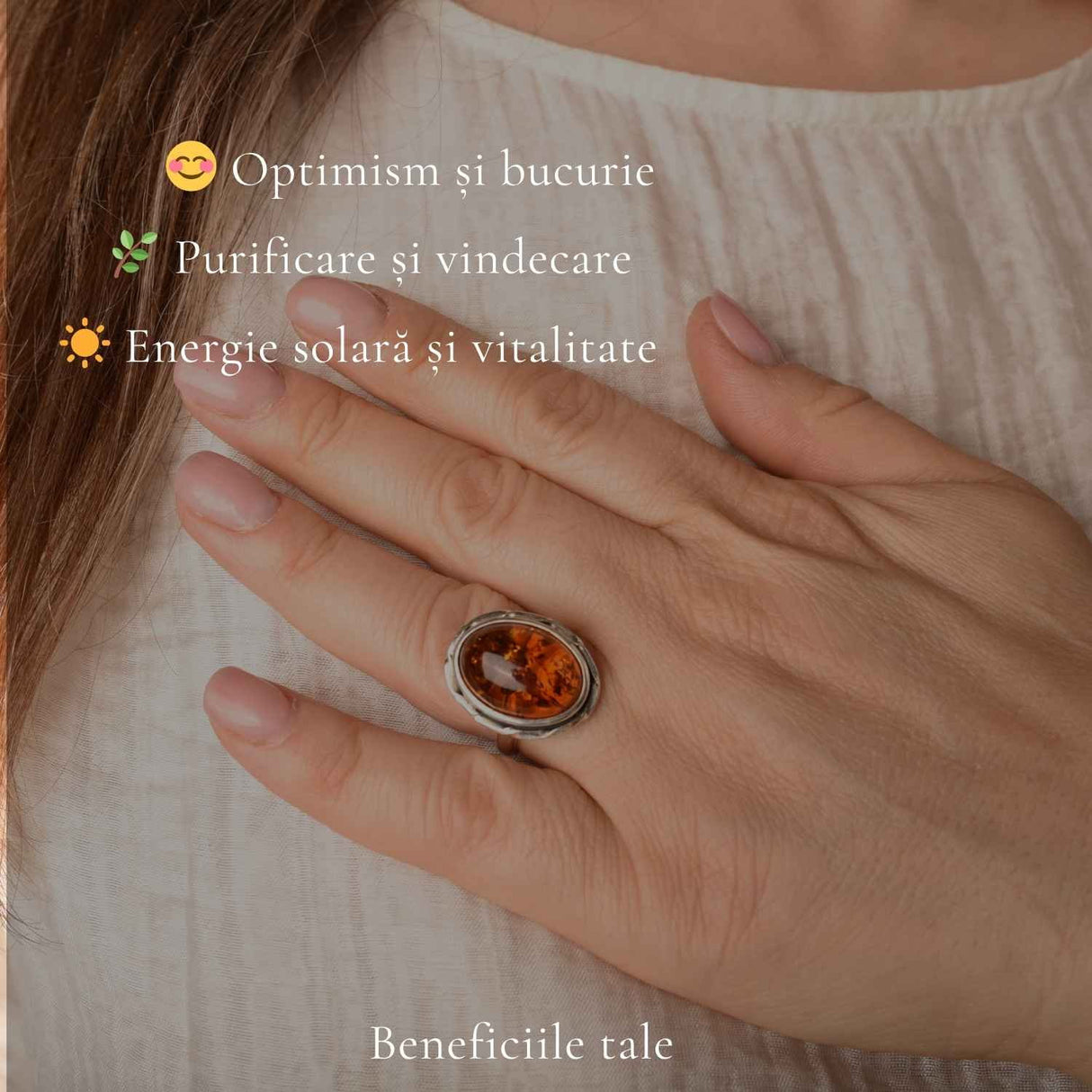 Inel Argint 925 cu Chihlimbar Coniac Oval – Eleganta Calda si Energie Naturala