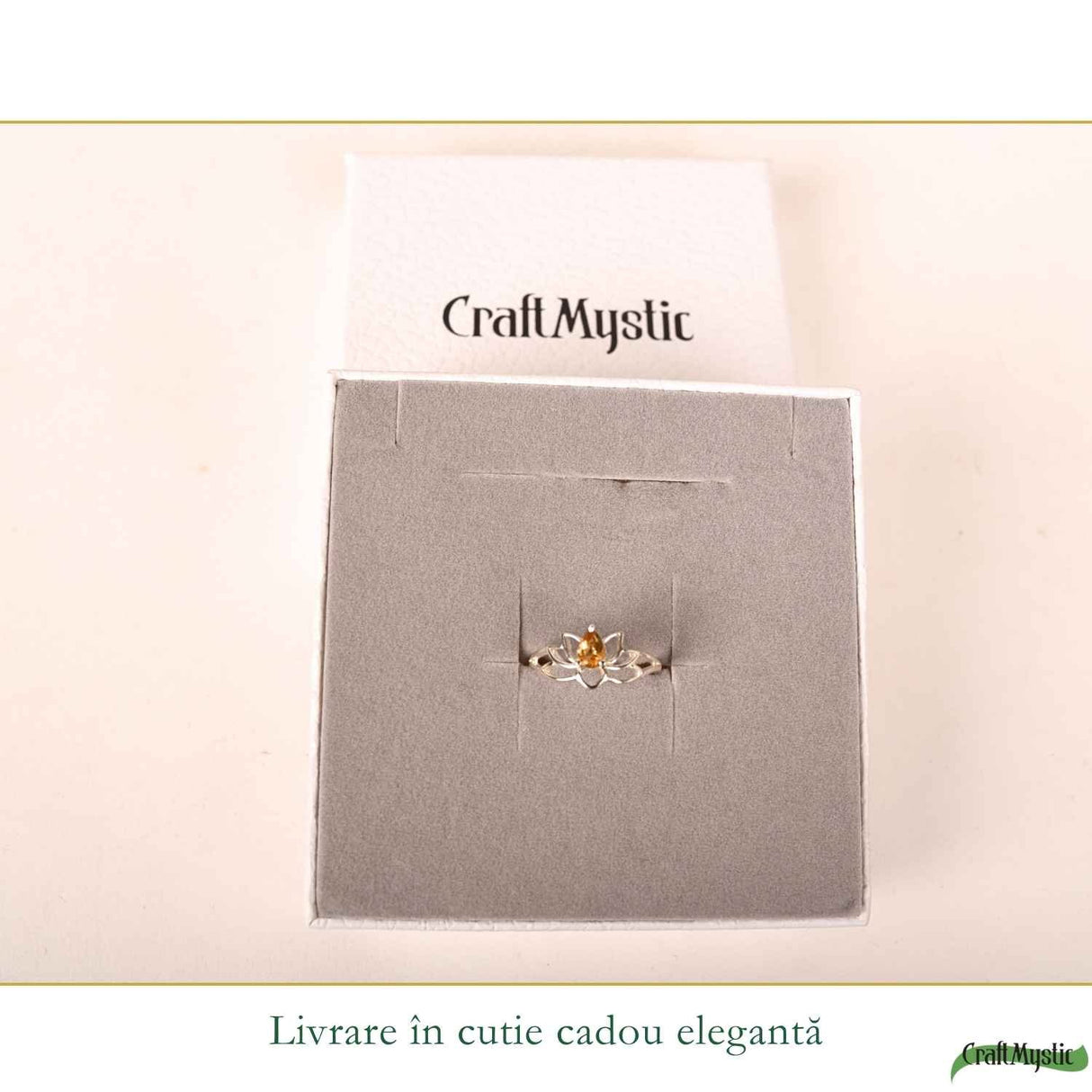 Inel argint 925 cu Citrin floare de lotus – prosperitate si energie pozitiva