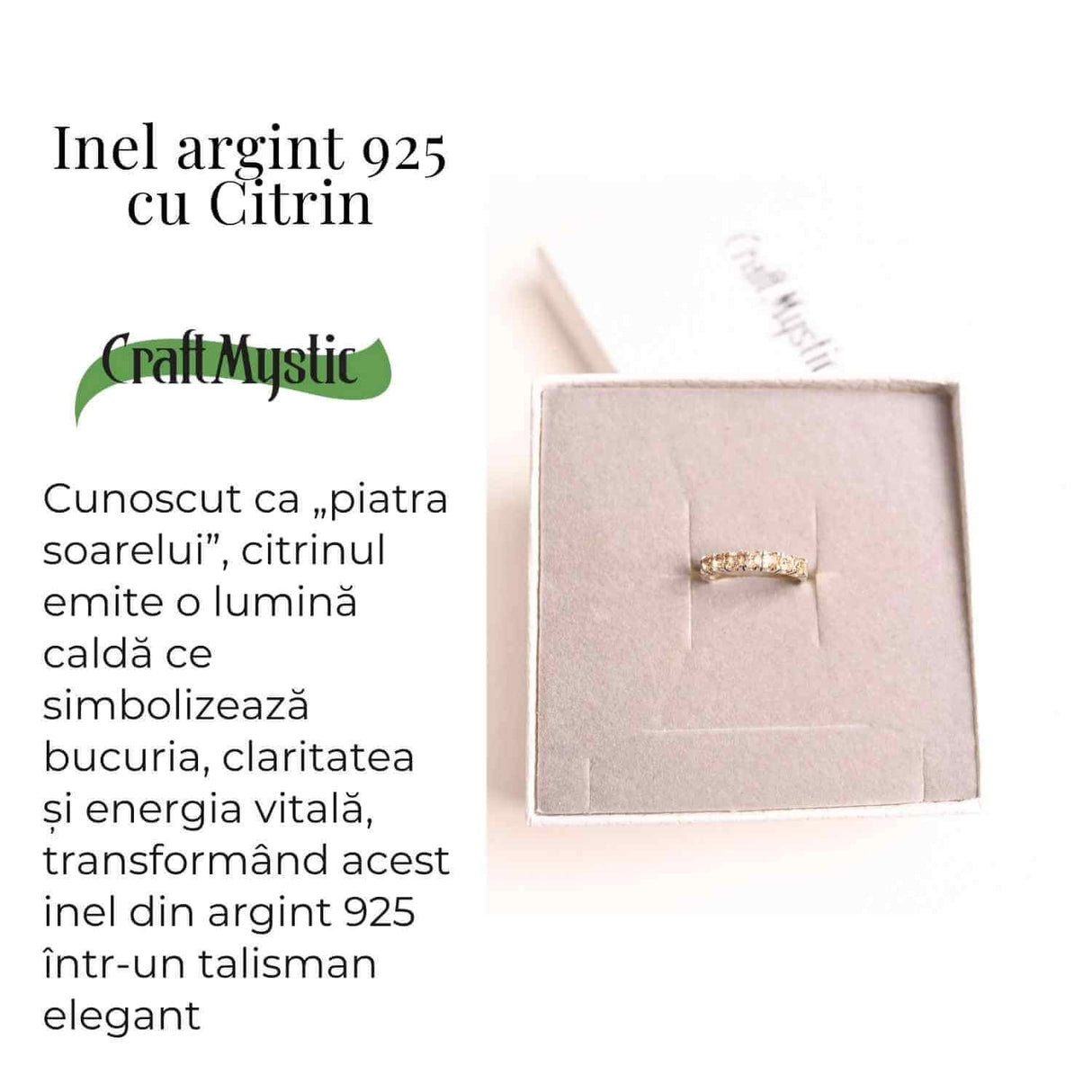 Inel Argint 925 cu Citrin Marime 56 - Energie Solara si Abundenta Zilnica