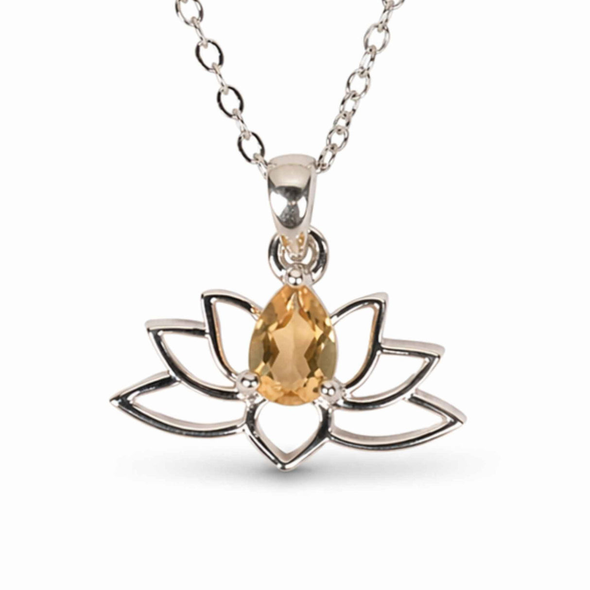 Colier citrin natural lotus argint 925 – energie, optimism si echilibru