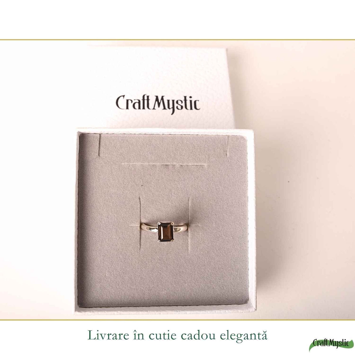 Inel Argint 925 cu Cuart Fumuriu Fatetat Dreptunghi – Protectie si Stabilitate