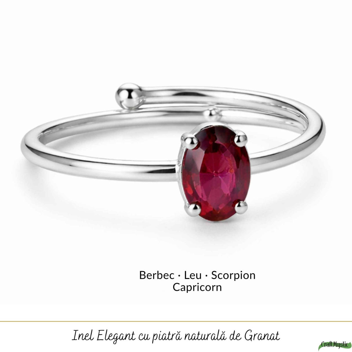 Inel Argint 925 cu Granat Oval – Energie, Incredere si Eleganta