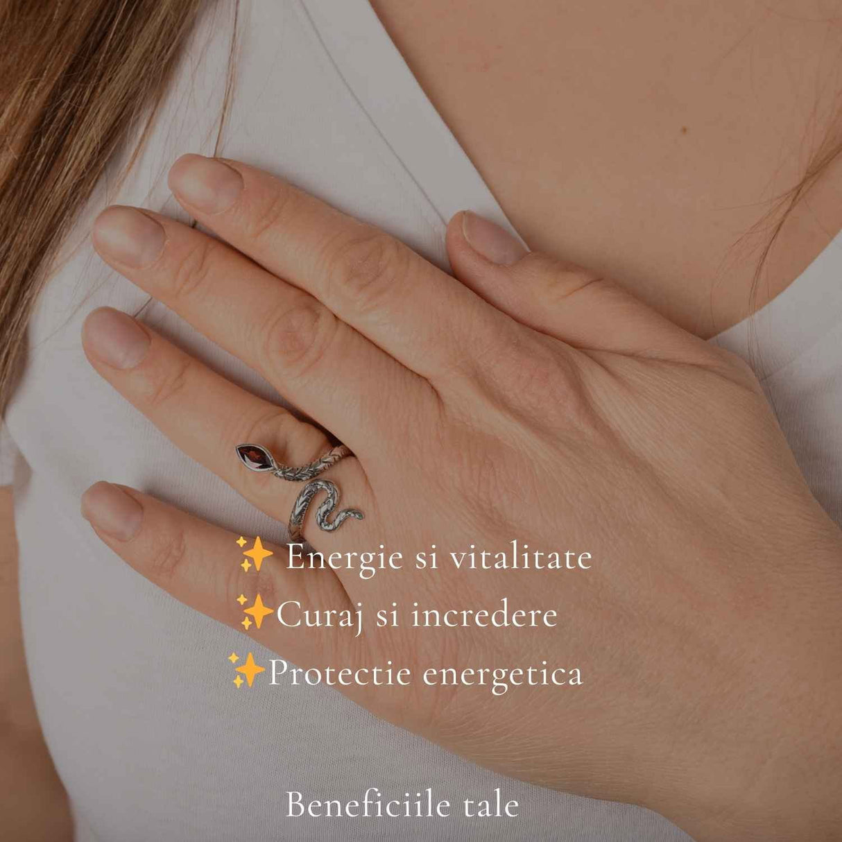Inel Argint 925 cu Granat Sarpe – Protectie, Transformare si Putere