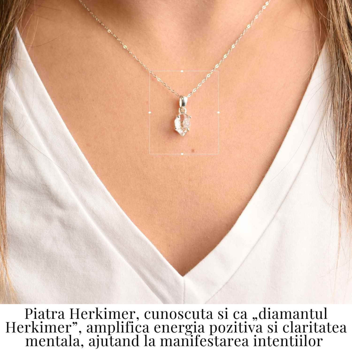 Colier Argint 925 cu Cristal Herkimer - Lumina Interioara si Claritate Divina