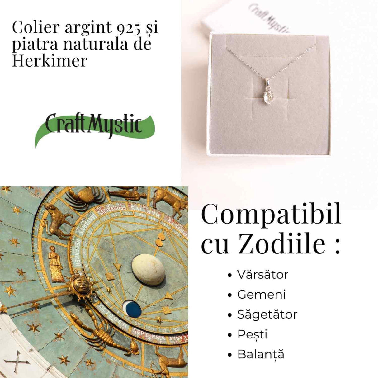 Colier Argint 925 cu Cristal Herkimer - Lumina Interioara si Claritate Divina