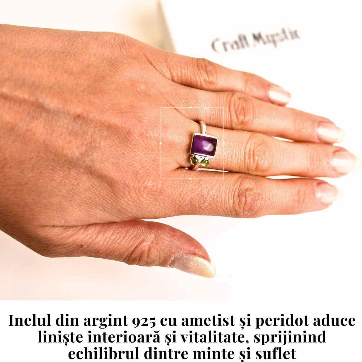 Inel argint 925 cu Ametist si Peridot - Echilibru si Vitalitate