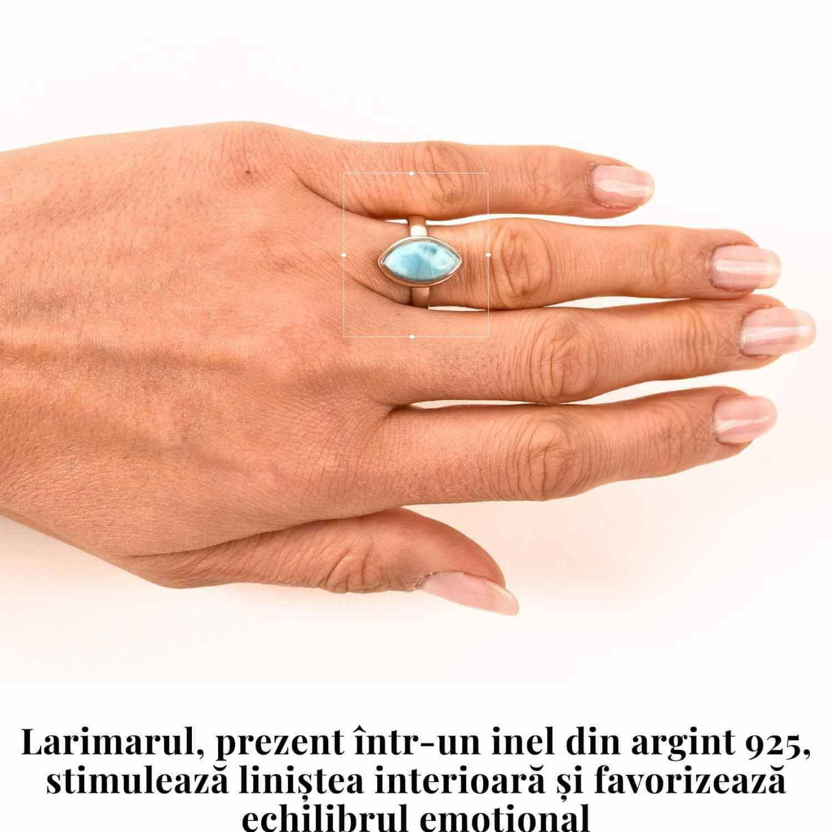 Inel Argint 925 cu Larimar forma delica Marime 49 (EU) / 5 (US) - Claritate si Protectie Interioara