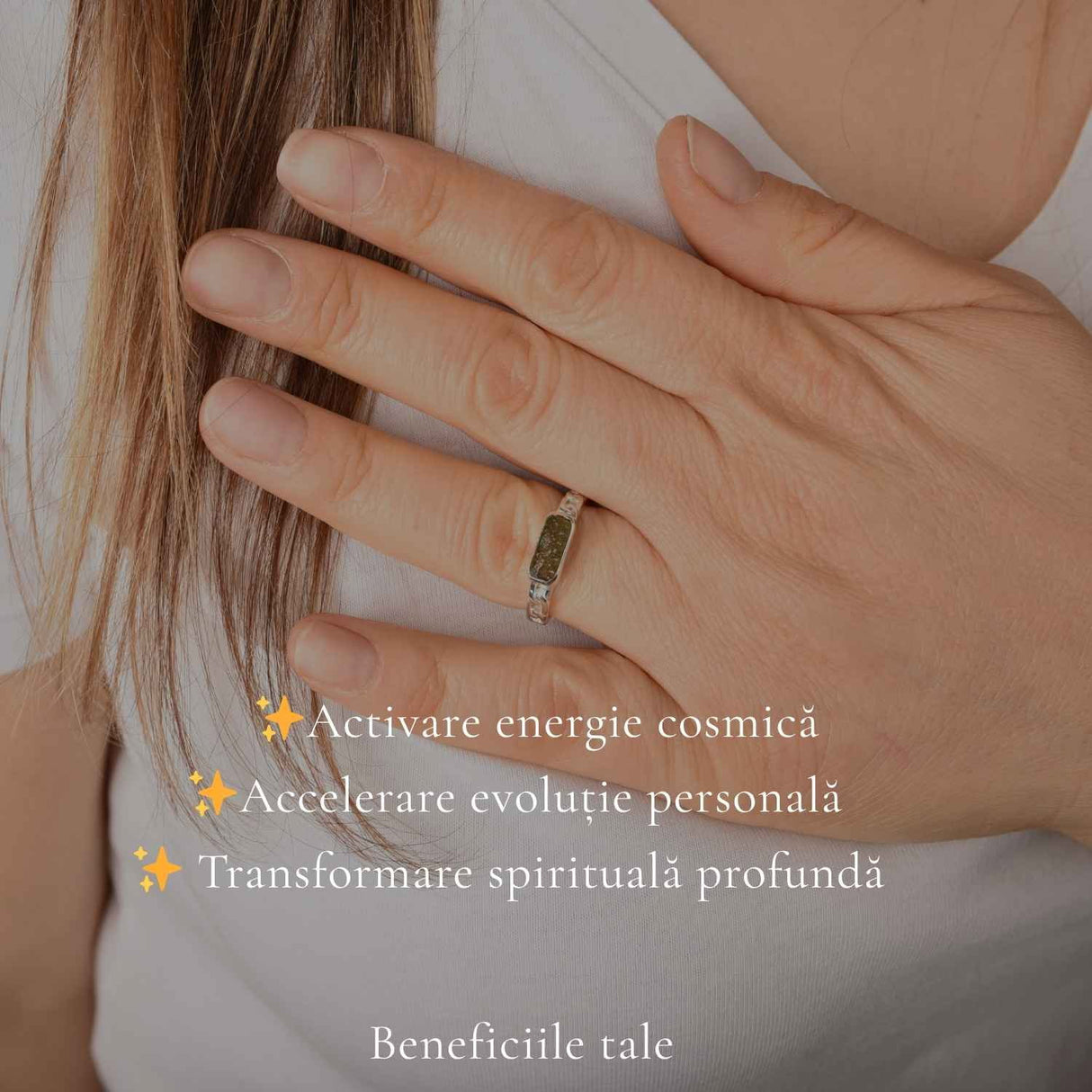 Inel Argint 925 cu Moldavit Brut Dreptunghiular – Claritate si Transformare