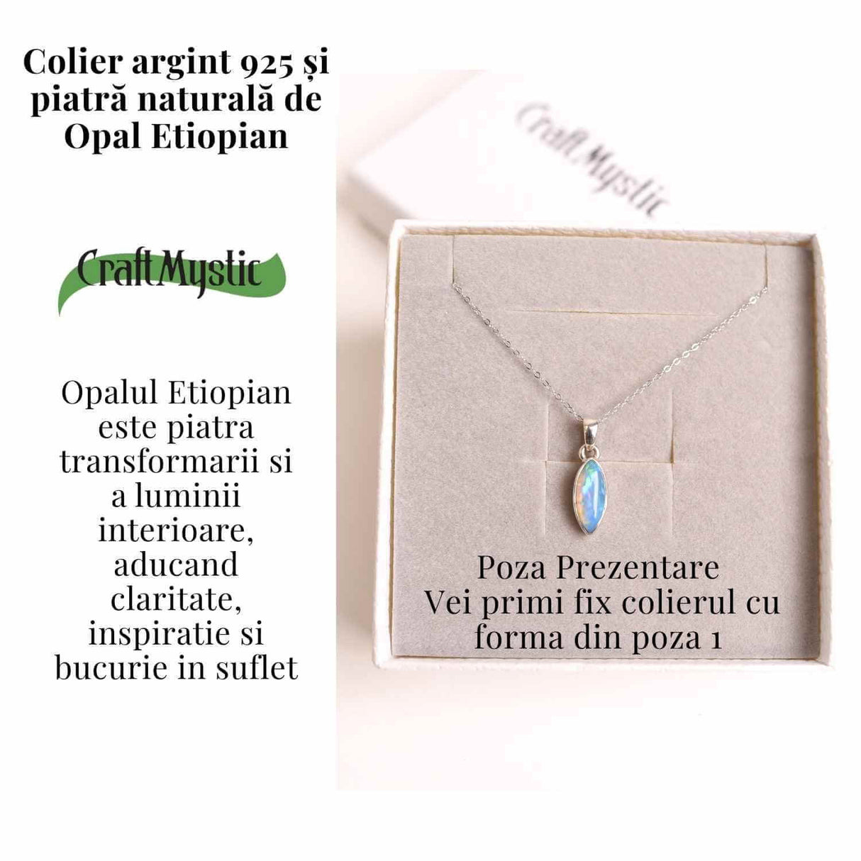 Colier argint 925 cu Opal Etiopian oval - Lumina care renaste din tine