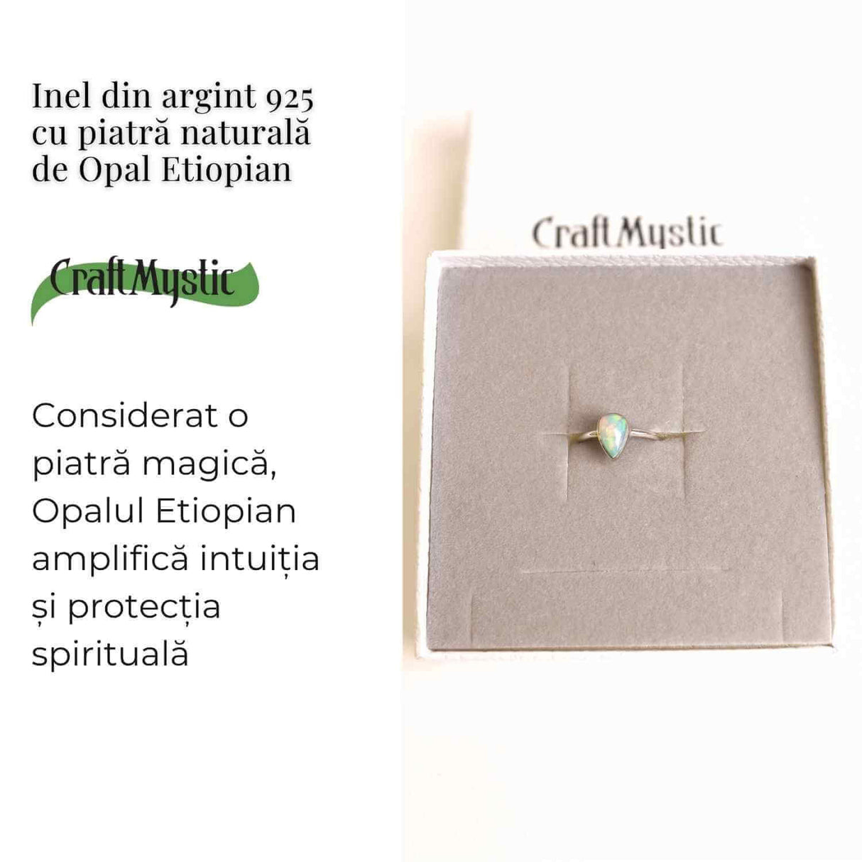 Inel argint 925 cu Opal Etiopian lacrima - Lumina interioara si claritate