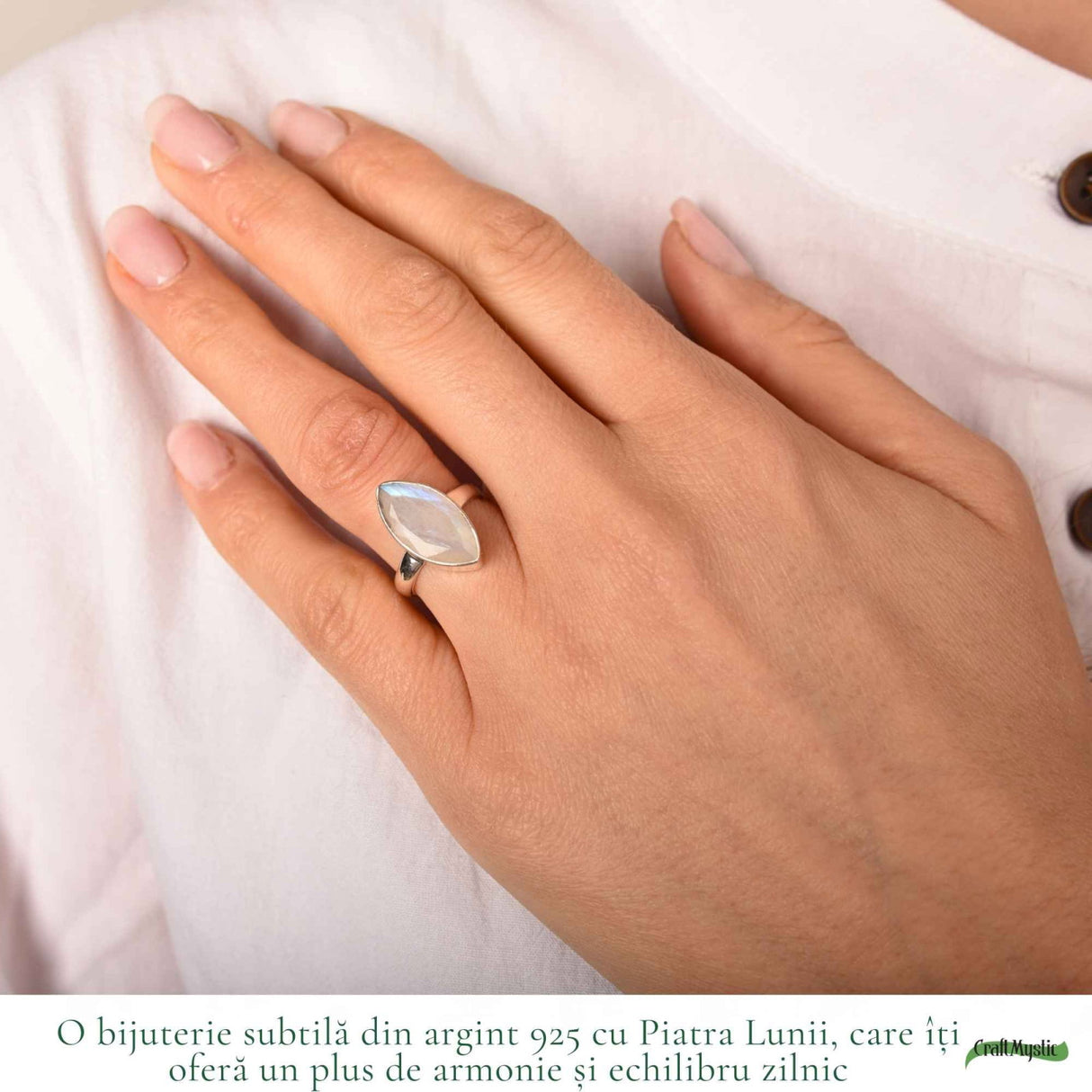 Inel Argint 925 cu Piatra Lunii Delica fatetat – Echilibru si Feminitate