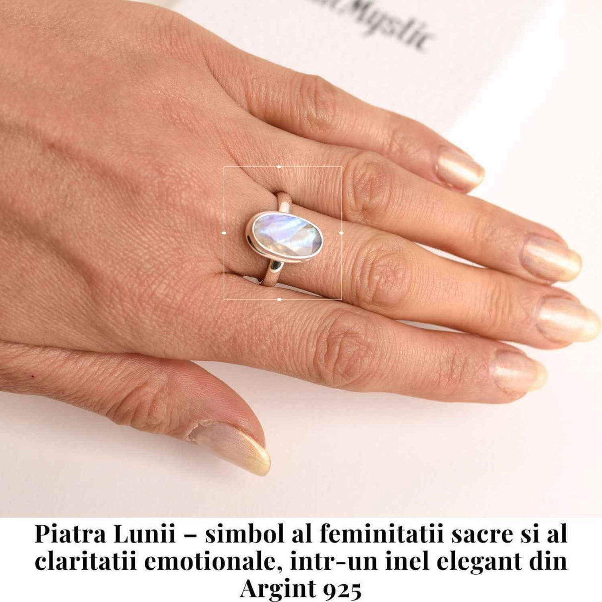 Inel Argint 925 cu Piatra Lunii Fatetat Ovala - Intuitie si Echilibru Emotional