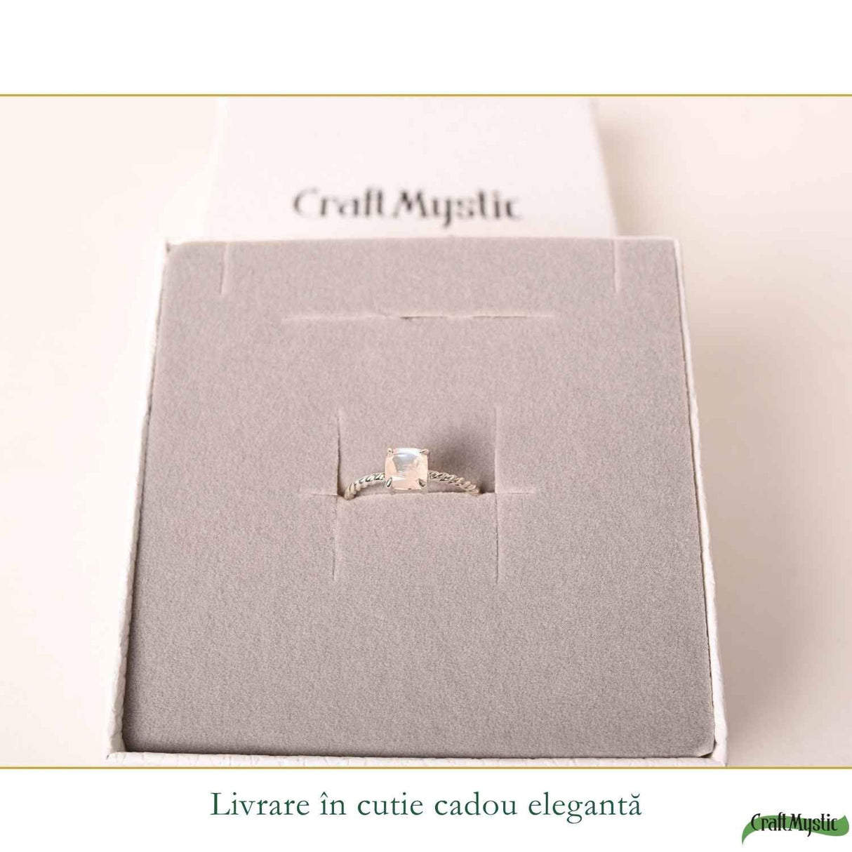 Inel argint 925 rasucit piatra lunii patrata – intuitie si echilibru
