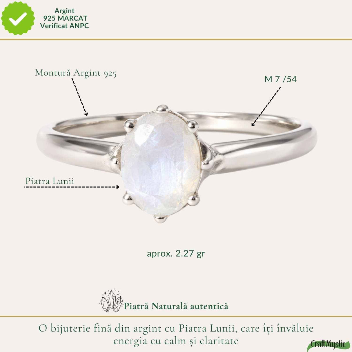 Inel Argint 925 cu Piatra Lunii Oval Fatetat – Feminitate si Echilibru Interior